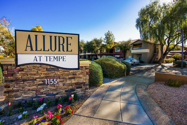 Allure at Tempe: Signage at luxury apartments in Tempe, showcasing modern design and welcoming community atmosphere