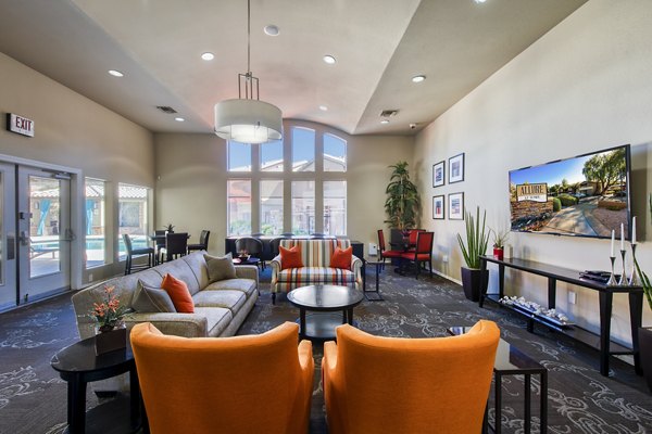 Clubhouse featuring modern lounge seating at Allure at Tempe Apartments