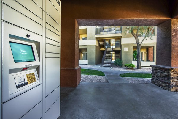 Clubhouse with parcel pickup area at Allure at Tempe Apartments, a featured amenity for residents seeking convenience