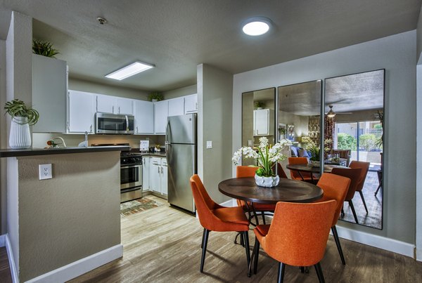 Elegantly designed dining room with modern decor at Allure at Tempe Apartments