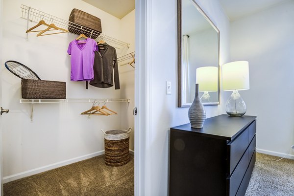 Bedroom closet with custom shelving in The Vinoy at Innovation Park Apartments