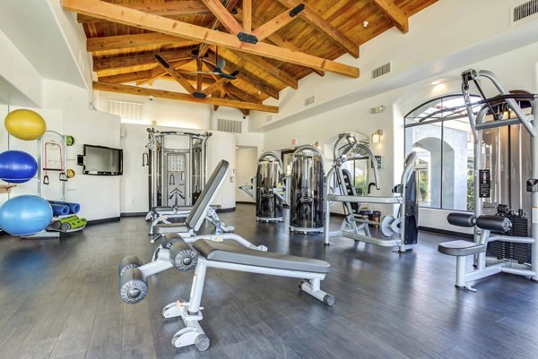Fitness center with modern equipment at Avana Desert View Apartments, offering luxury workout spaces in a welcoming community
