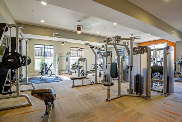 Fitness center with state-of-the-art equipment at Whitehall Parc Apartment Homes offering residents a modern workout space