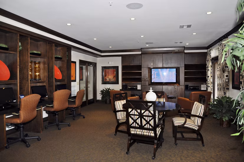 Clubhouse featuring modern design and spacious seating at Avanti Cityside Apartments