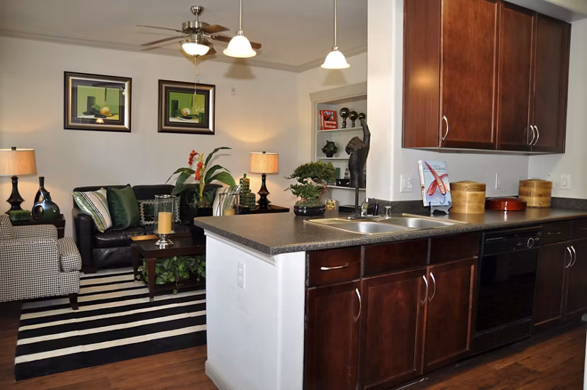 Kitchen featuring modern appliances and sleek countertops at Avanti Cityside Apartments