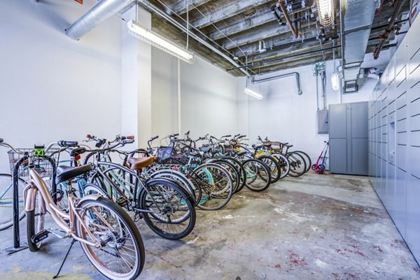 bike storage and parcel package pickup lockers at Drayton Tower Apartments