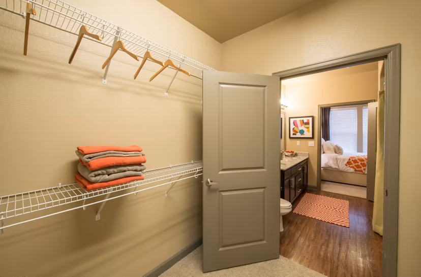 closet at Elan City Centre Luxury Apartments