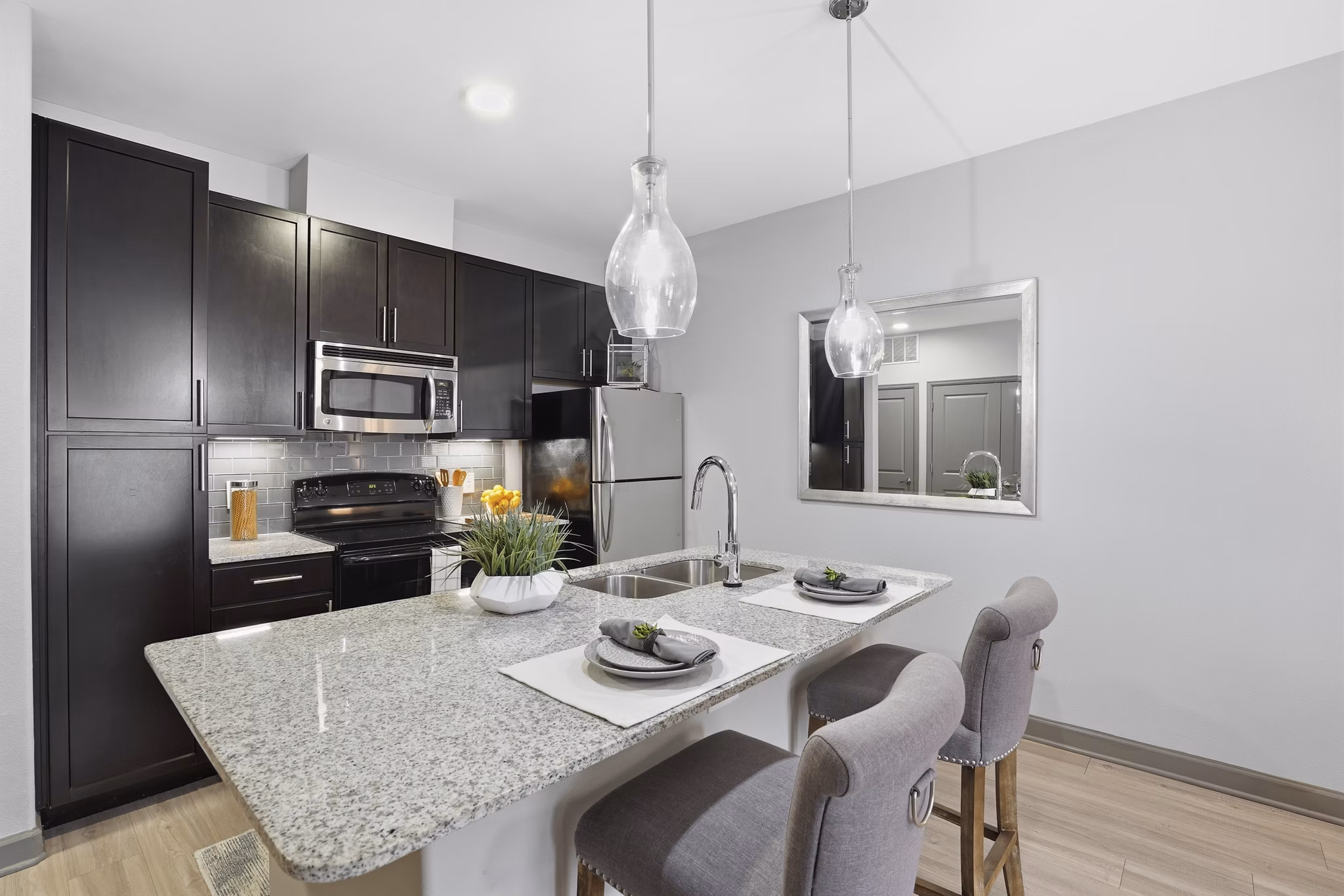 kitchen at Sola Galleria Apartments