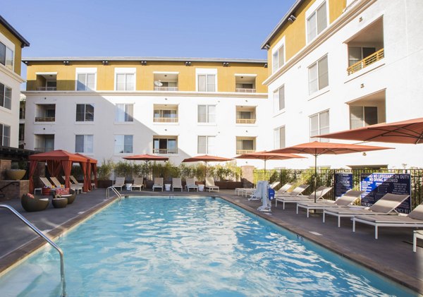 Resort-style pool at The Pointe at Warner Center Apartments