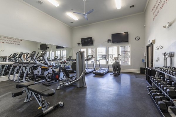 Modern fitness center with state-of-the-art equipment at Avana Thornton Station Apartments