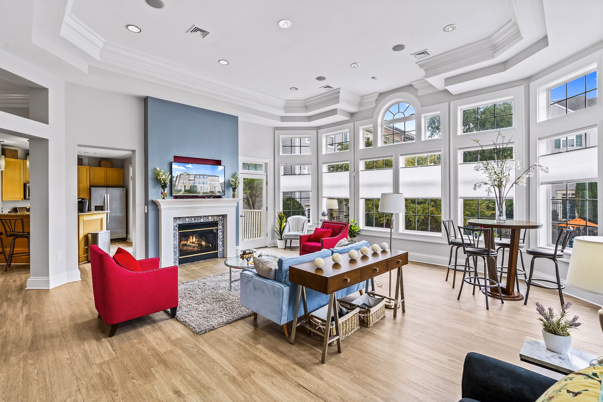 Elegant clubhouse featuring cozy seating areas at Townes at Herndon Apartments, perfect for social gatherings and community events