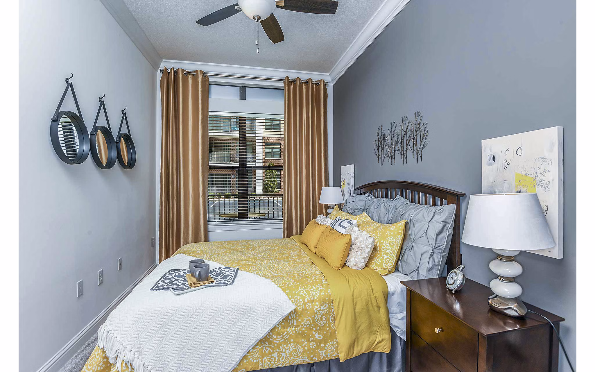 Elegant bedroom with modern decor at The Four Apartments