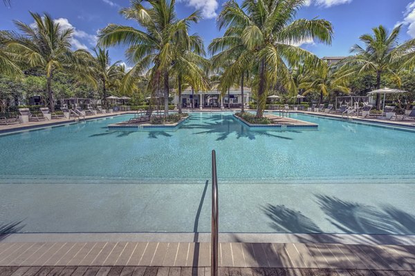 Elegant pool area with cabanas at 33 West Apartments, a luxury Greystar community