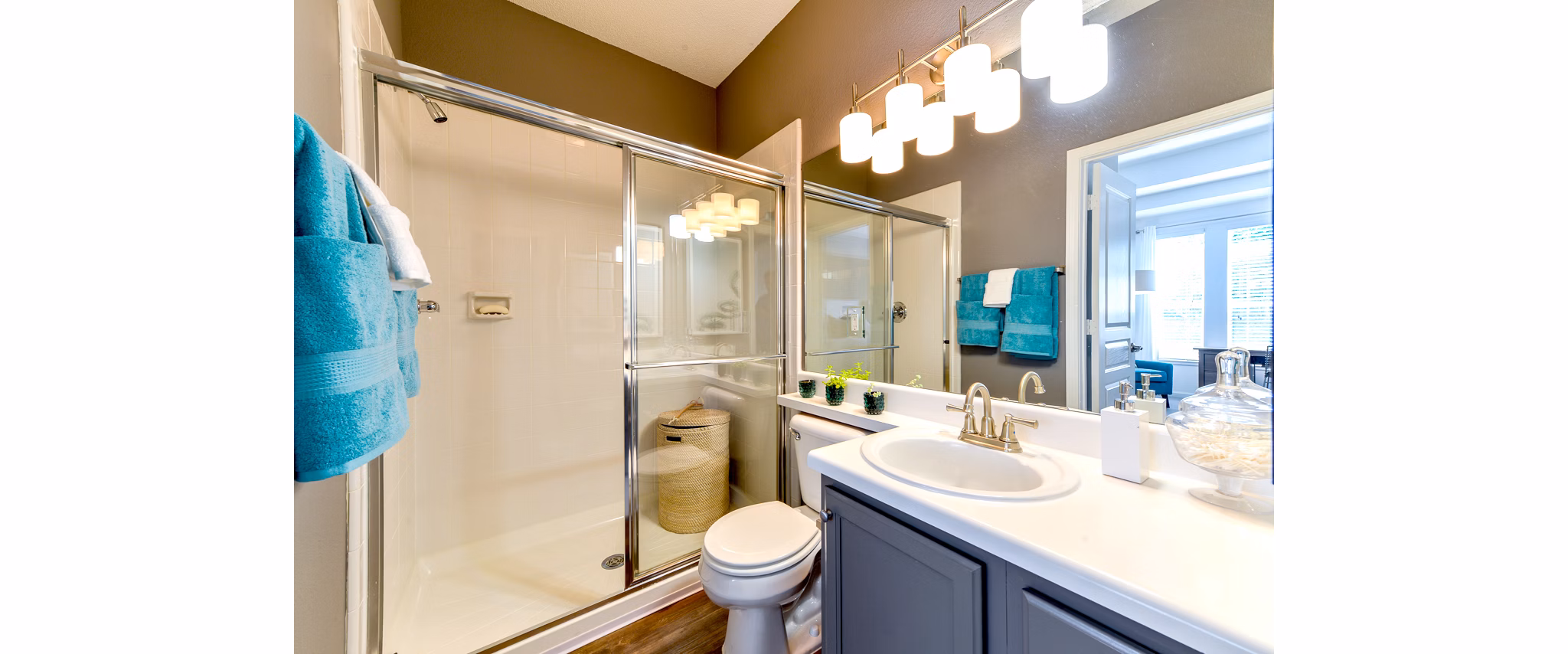 Modern bathroom with sleek fixtures in Townhouse Atlanta apartments