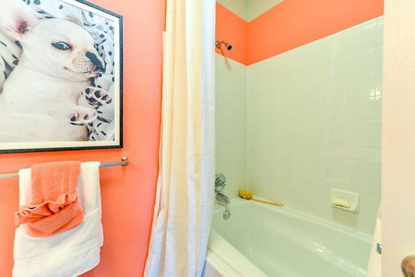 Modern bathroom with sleek fixtures in Townhouse Atlanta luxury apartments