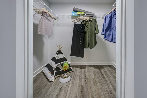 Spacious closet with customizable shelving and ample storage in Solmar on 6th luxury apartments