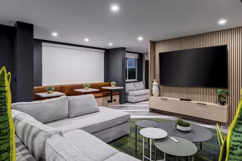 Modern clubhouse with stylish seating and decor at Solmar on 6th luxury apartments