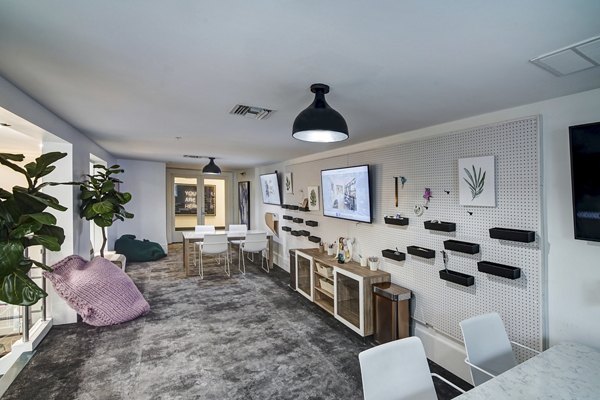 Modern clubhouse with stylish seating and decor at Solmar on 6th luxury apartments