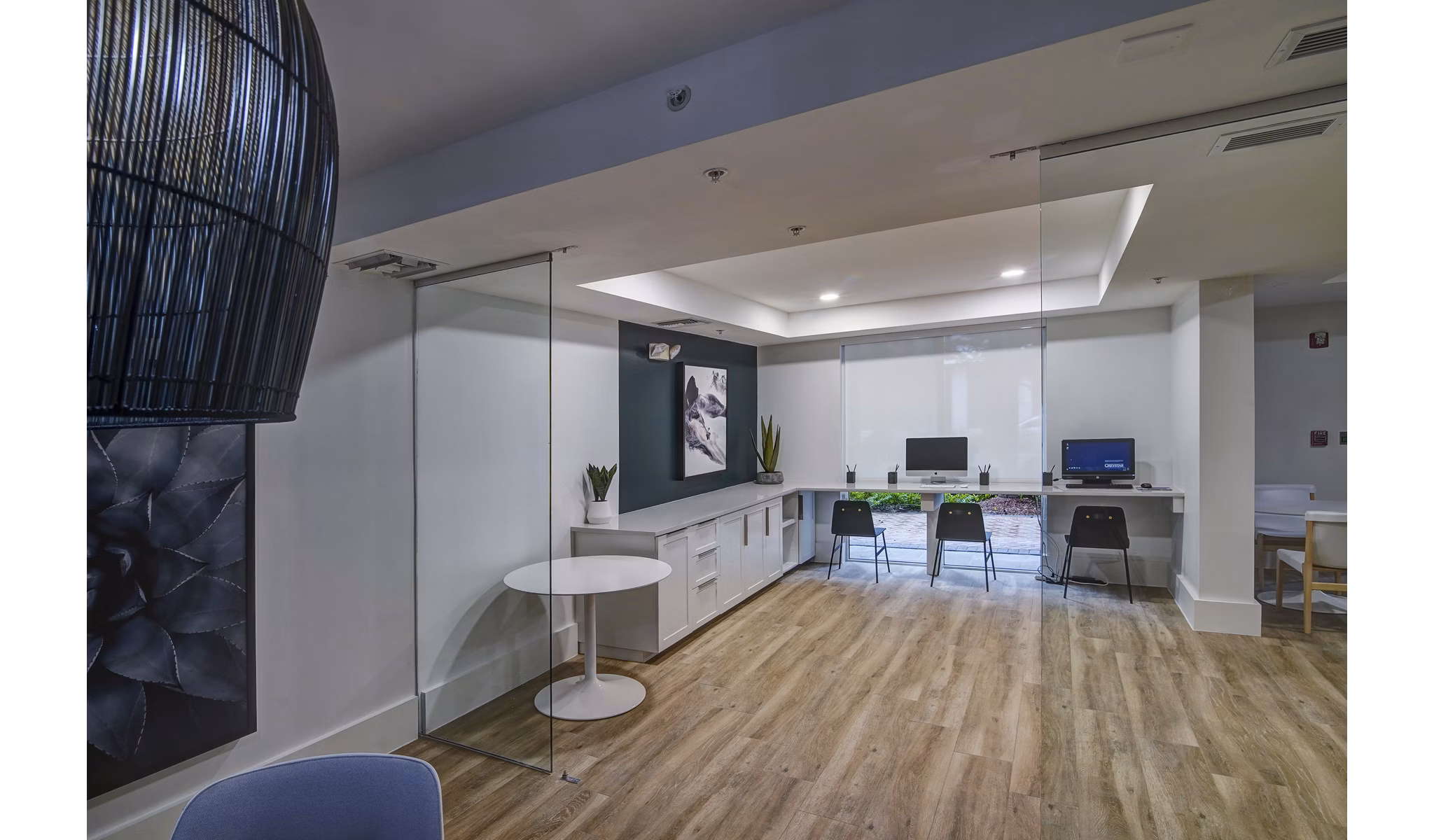 Modern business center with coworking spaces at Solmar on 6th luxury apartments