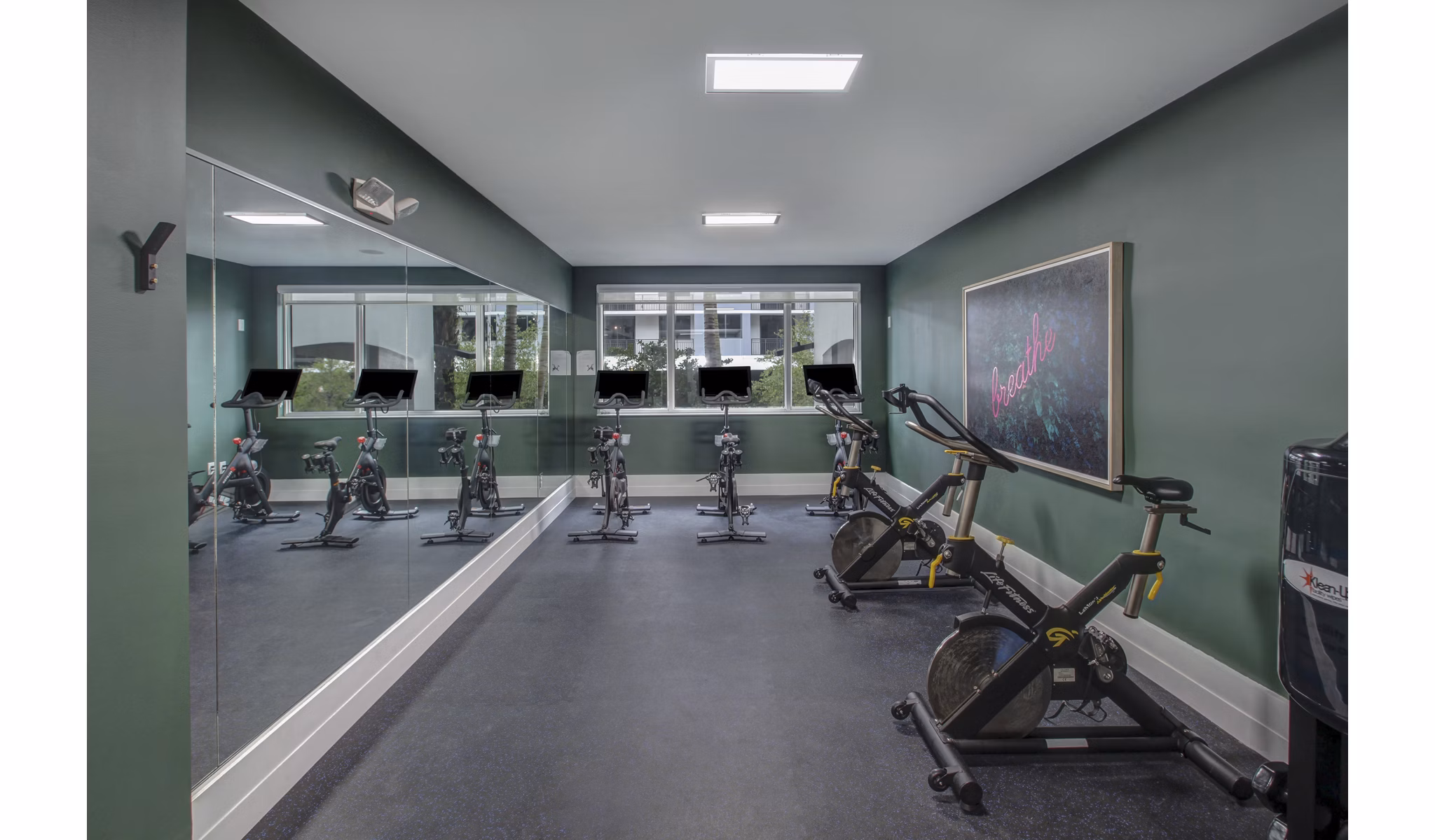 Yoga/spin studio with state-of-the-art equipment at Solmar on 6th luxury apartments