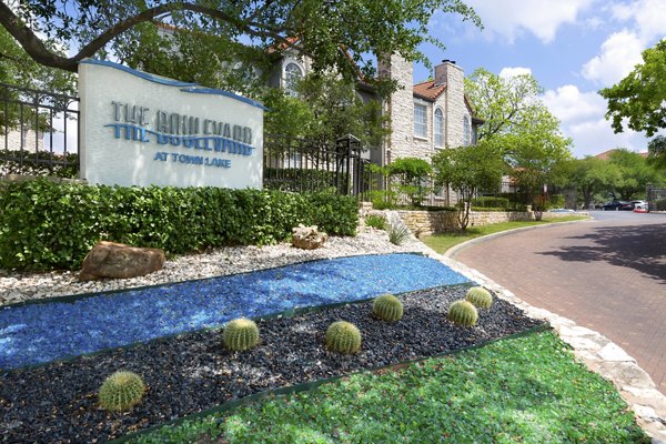 Signage at The Boulevard at Town Lake Apartments: Modern branding for luxury living