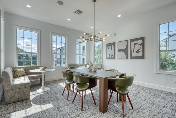 Dining room featuring modern decor and elegant lighting at Archer Stone Canyon Apartments in Tucson