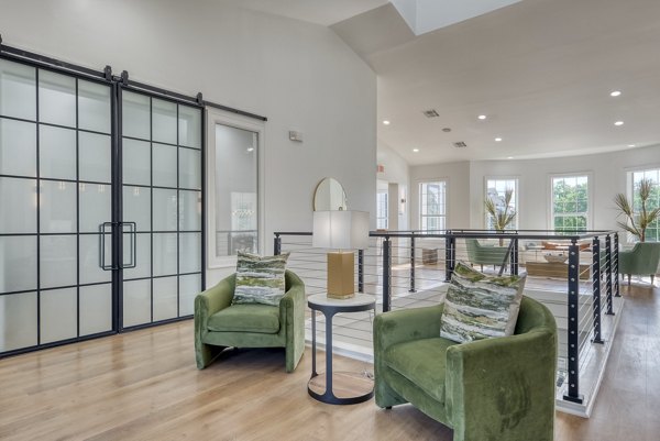Spacious living room with modern decor at Archer Stone Canyon Apartments