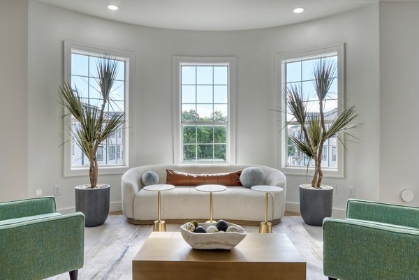 Spacious living room with modern decor at Archer Stone Canyon Apartments