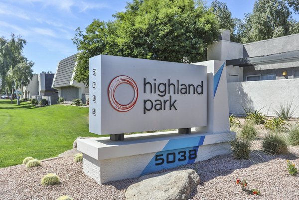 signage at Highland Park Apartments