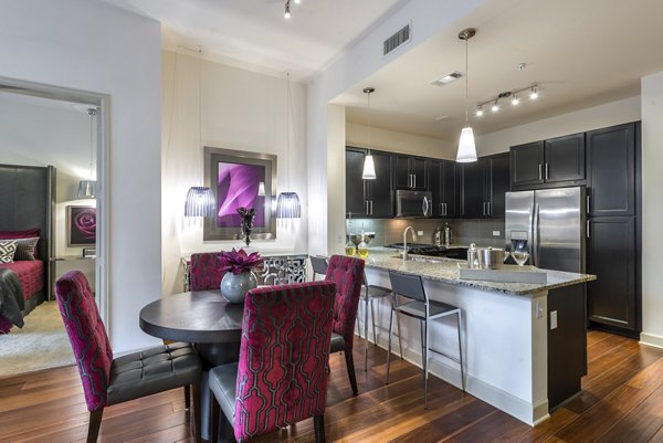 dining room at WaterWall Place Luxury Apartments