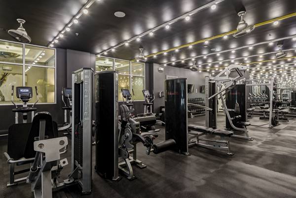 fitness center at WaterWall Place Luxury Apartments