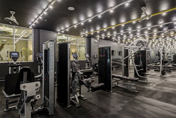 State-of-the-art fitness center with modern equipment at WaterWall Place Luxury Apartments, promoting wellness and active living