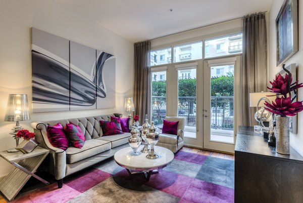 living room at WaterWall Place Luxury Apartments