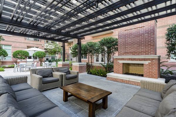 patio area at WaterWall Place Luxury Apartments
