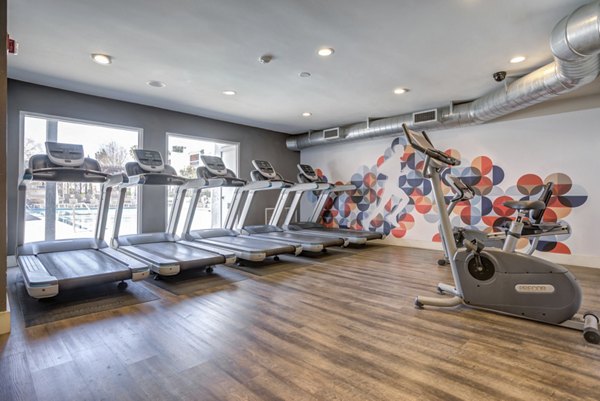 State-of-the-art fitness center with modern equipment at Park Kiely Apartments in Santa Clara Perfect for active residents seeking a luxury lifestyle