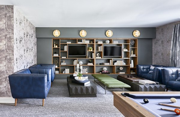 Contemporary clubhouse with modern design at Solis SouthPark Apartments, ideal for social gatherings and events