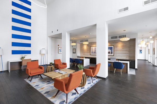 Elegant clubhouse with modern furnishings at Burnet Flats luxury apartments