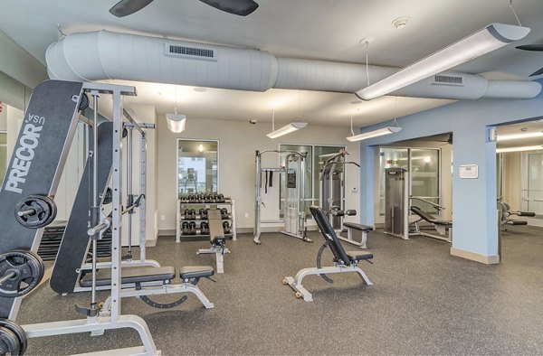 Modern fitness center with state-of-the-art equipment at Burnet Flats Luxury Apartments