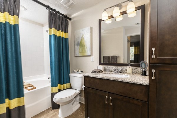 Bathroom featuring modern fixtures and spacious layout at 2 Bayshore Apartments
