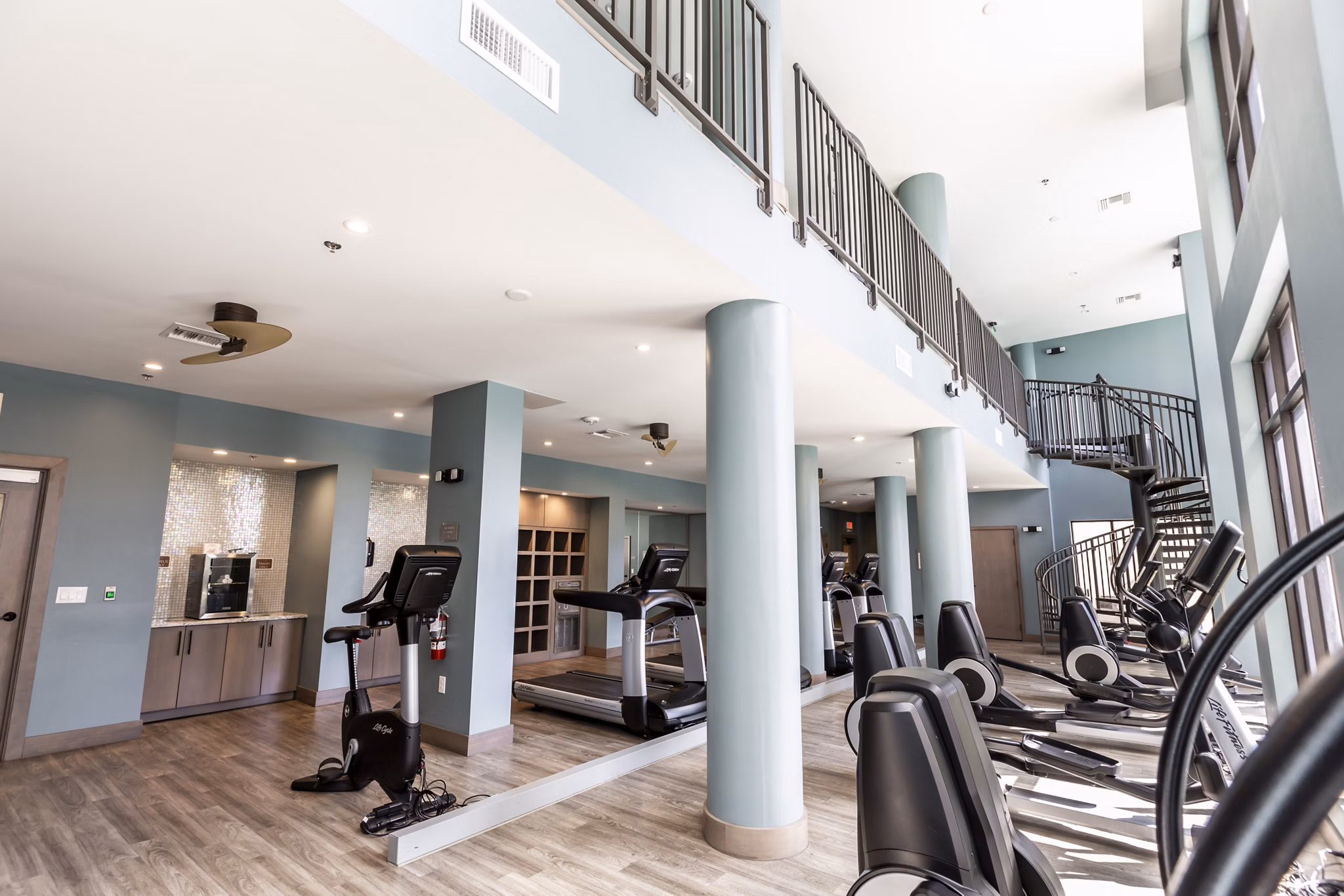 Spacious fitness center with state-of-the-art equipment at 2 Bayshore Apartments, ideal for active lifestyles