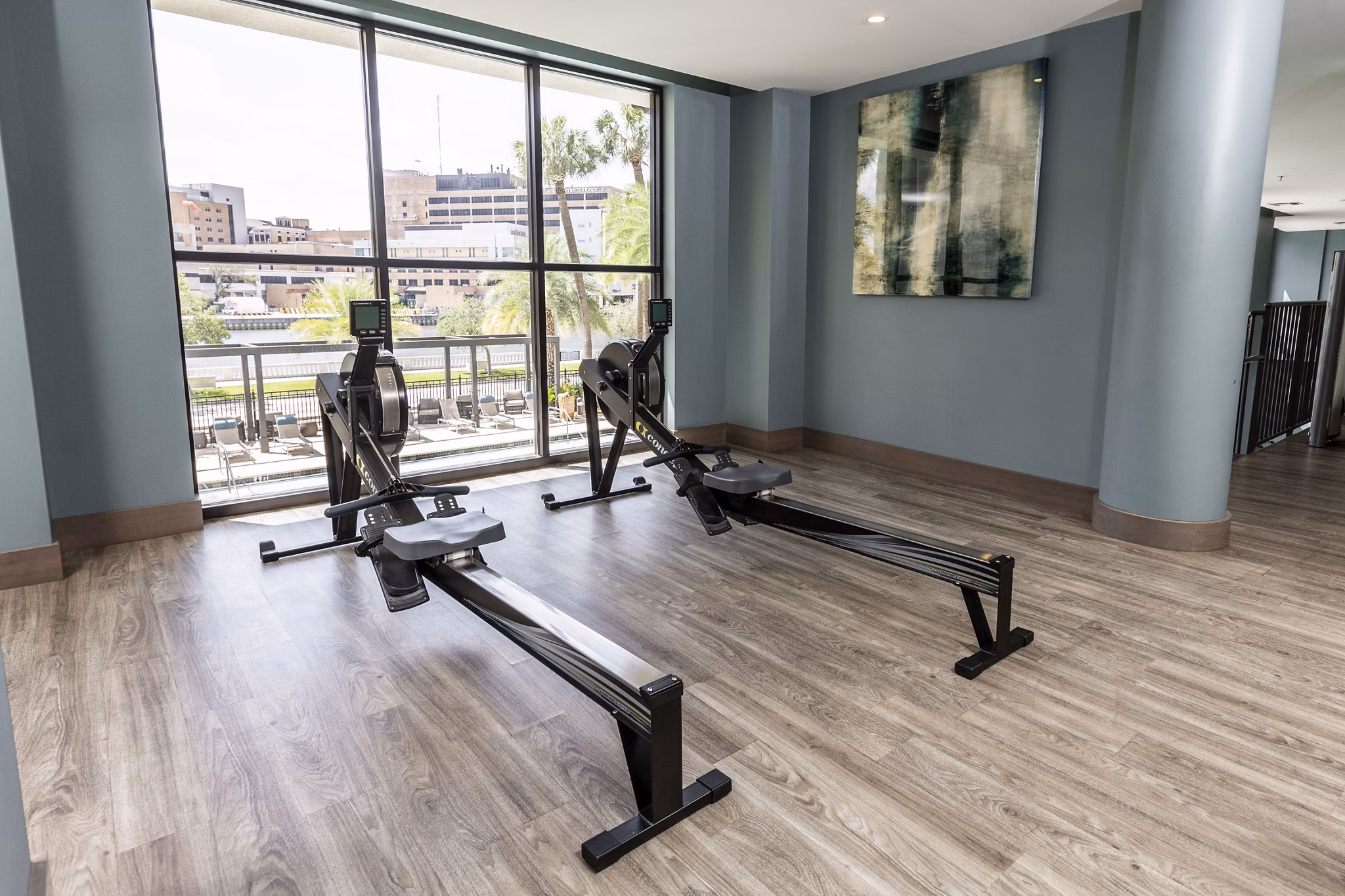 Modern fitness center featuring state-of-the-art equipment at 2 Bayshore Apartments in Tampa