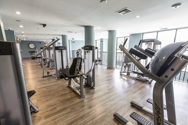 State-of-the-art fitness center with modern equipment at 2 Bayshore Apartments