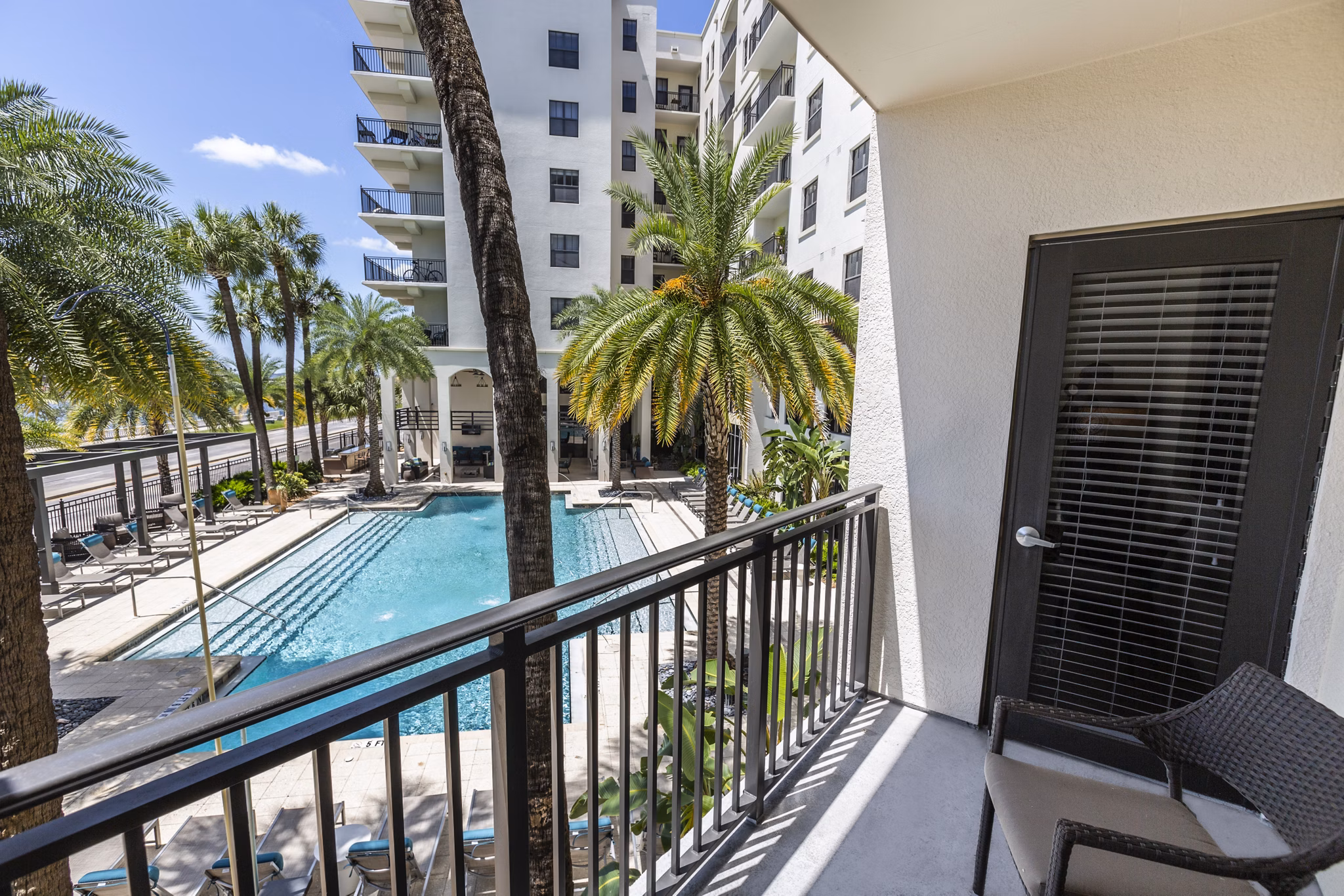 Expansive patio with outdoor seating at 2 Bayshore Apartments