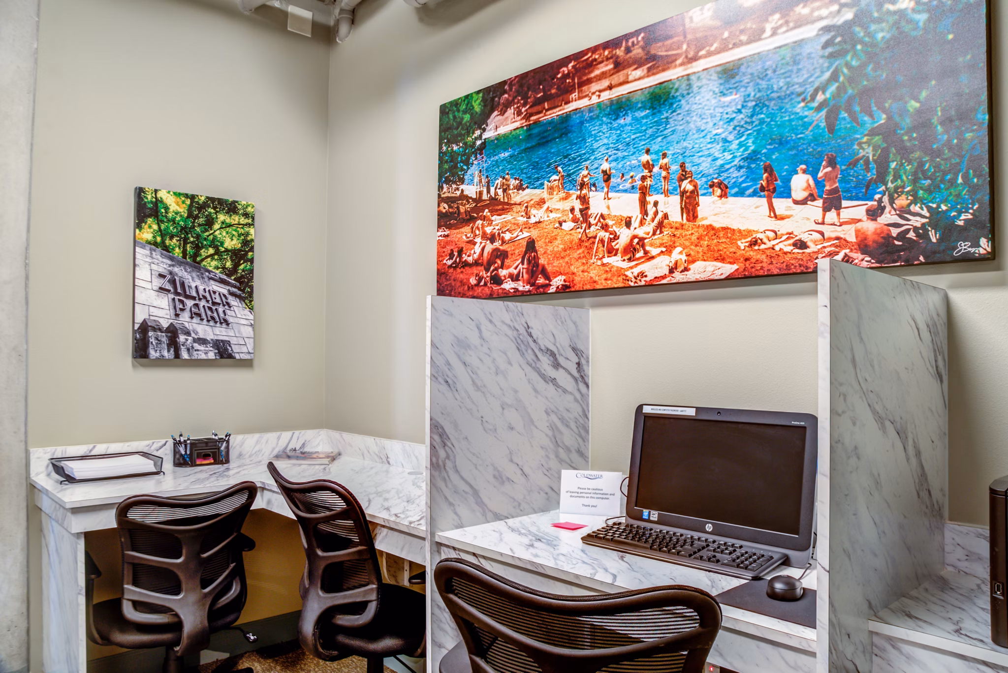 Modern business center with conference facilities at Coldwater Luxury Apartments