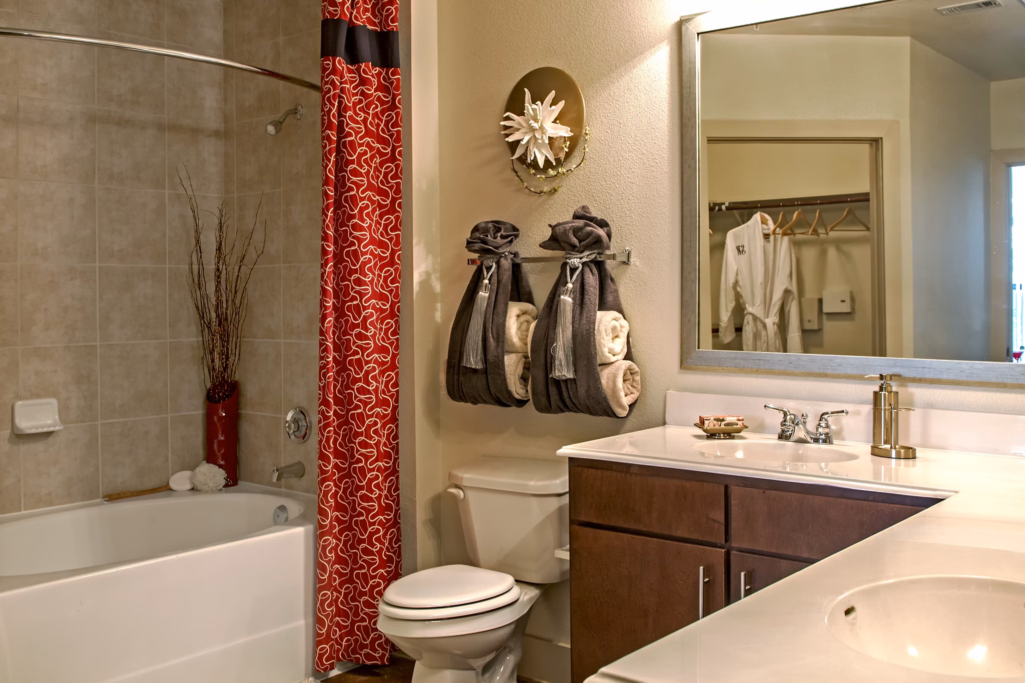 Modern bathroom with sleek fixtures at Sawyer Heights Lofts Luxury Apartments