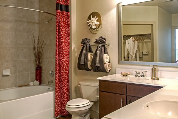 Modern bathroom with sleek fixtures at Sawyer Heights Lofts Luxury Apartments