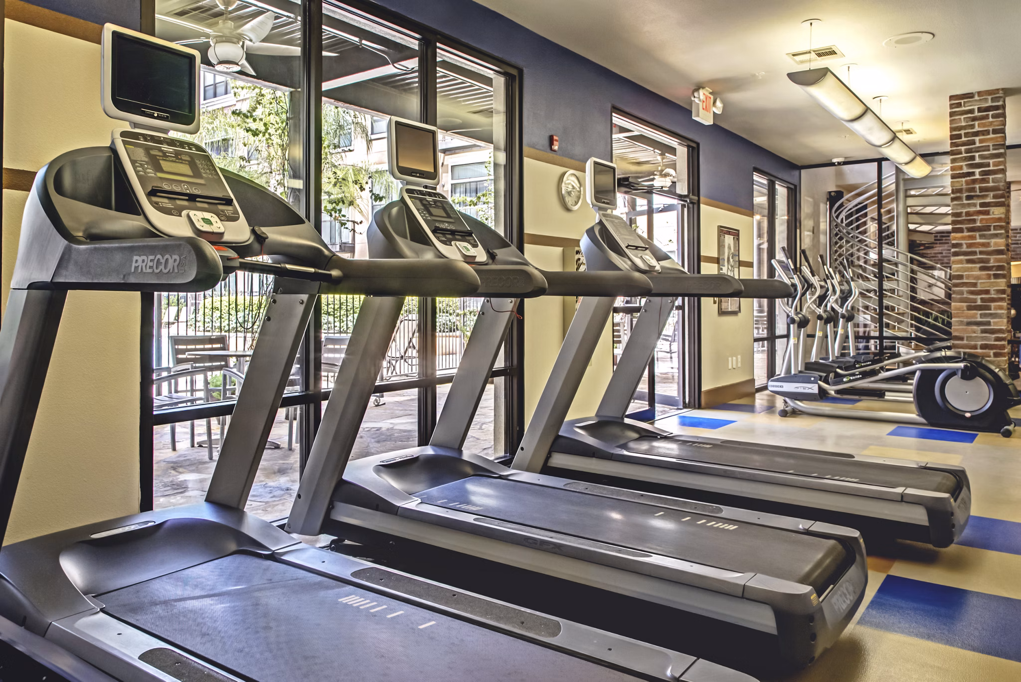 Modern fitness center with advanced equipment at Sawyer Heights Lofts Luxury Apartments