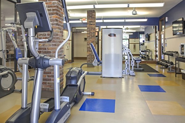 State-of-the-art fitness center with modern equipment at Sawyer Heights Lofts Luxury Apartments