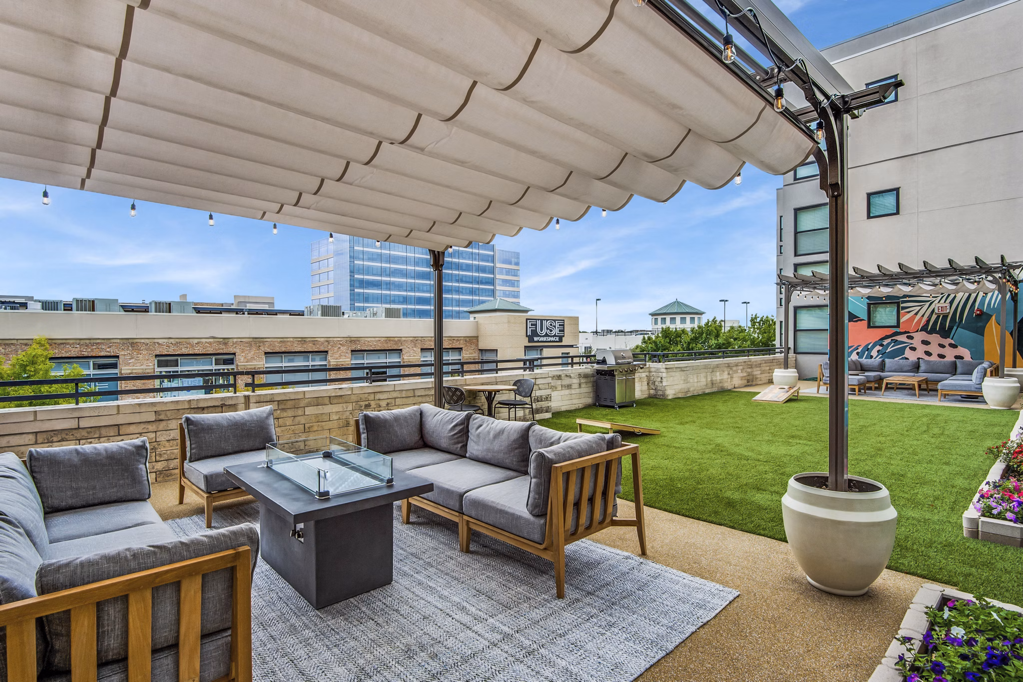 fire pit/patio at The Lofts at City Centre Apartments