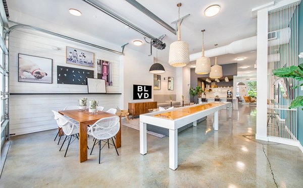 Stylish clubhouse with modern furnishings at The Boulevard Apartments